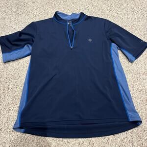 Coolibar Men's 1/4 Zip UPF 50+ Short Sleeve Shirt Sz L Blue Outdoor Beach